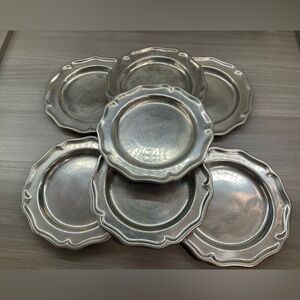 VINTAGE SEVEN PEWTAREX COLONIAL YORK PENNSYLVANIA 7.5” PLATES